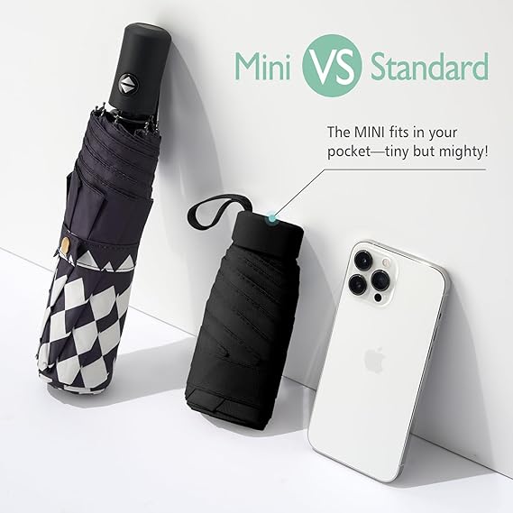 Compact Travel Umbrella - Mini Umbrella for Purse, Small Lightweight & Tiny Design Perfect for Parasol Outdoor Sun & Rain Umbrellas