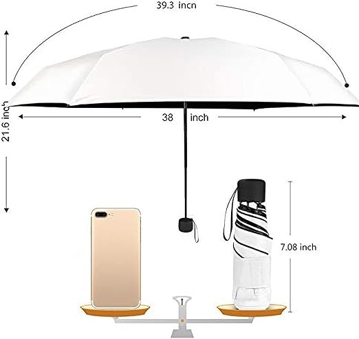 Small Travel Umbrella Compact for UV Protection Light Purse Size Umbrellas for Sun Rain Portable for Backpack