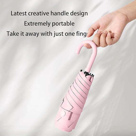 Mini Travel Folding Hook-shaped Handle Umbrella Small Portable UV 99.9% Protection/Rain Sun/Lightweight Small Pocket/Totes Backpack For Women Kids
