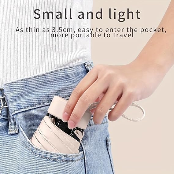 UPF50+ Mini Travel Sun Umbrella for Purse With Case,Small Compact UV Umbrella Protection Sun,Lightweight Portable Parasol Windproof for Women Men Kids