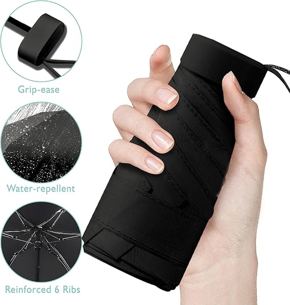 Compact Travel Umbrella - Mini Umbrella for Purse, Small Lightweight & Tiny Design Perfect for Parasol Outdoor Sun & Rain Umbrellas
