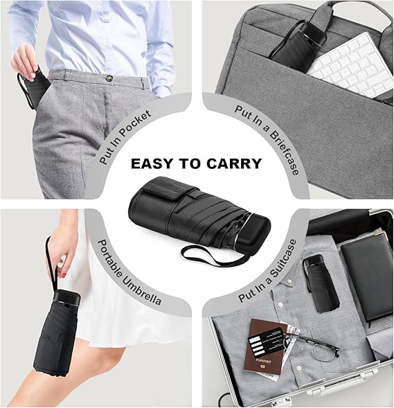 Mini Umbrella - Compact, Waterproof Travel Umbrella for Light Rain, Suitable for Women's Purse and Pocket
