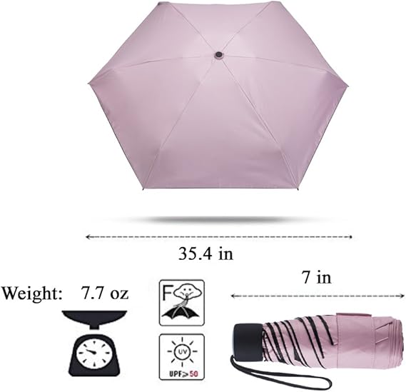 Small Travel Umbrella Compact for UV Protection Light Purse Size Umbrellas for Sun Rain Portable for Backpack