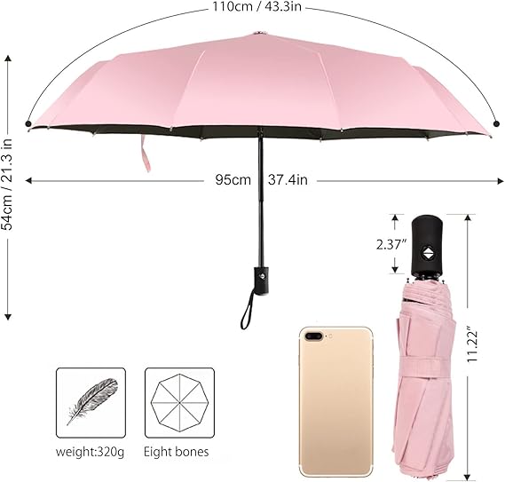 Travel Umbrella Compact Folding Sun Umbrellas Lighweight Auto Open Close for Women Parasol