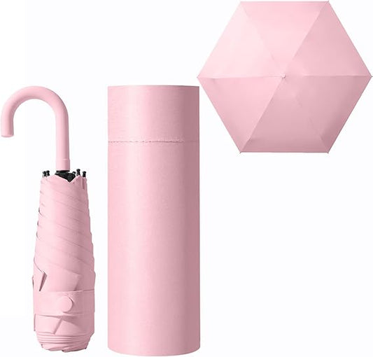 Mini Travel Folding Hook-shaped Handle Umbrella Small Portable UV 99.9% Protection/Rain Sun/Lightweight Small Pocket/Totes Backpack For Women Kids