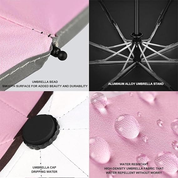 Automatic Kids Umbrella, Folding Telescopic Toddler Umbrella for girls & boys, UV/Sun Protection - Strong and Portable - Compact, Durable, Lightweight Cute Kitty Brolly